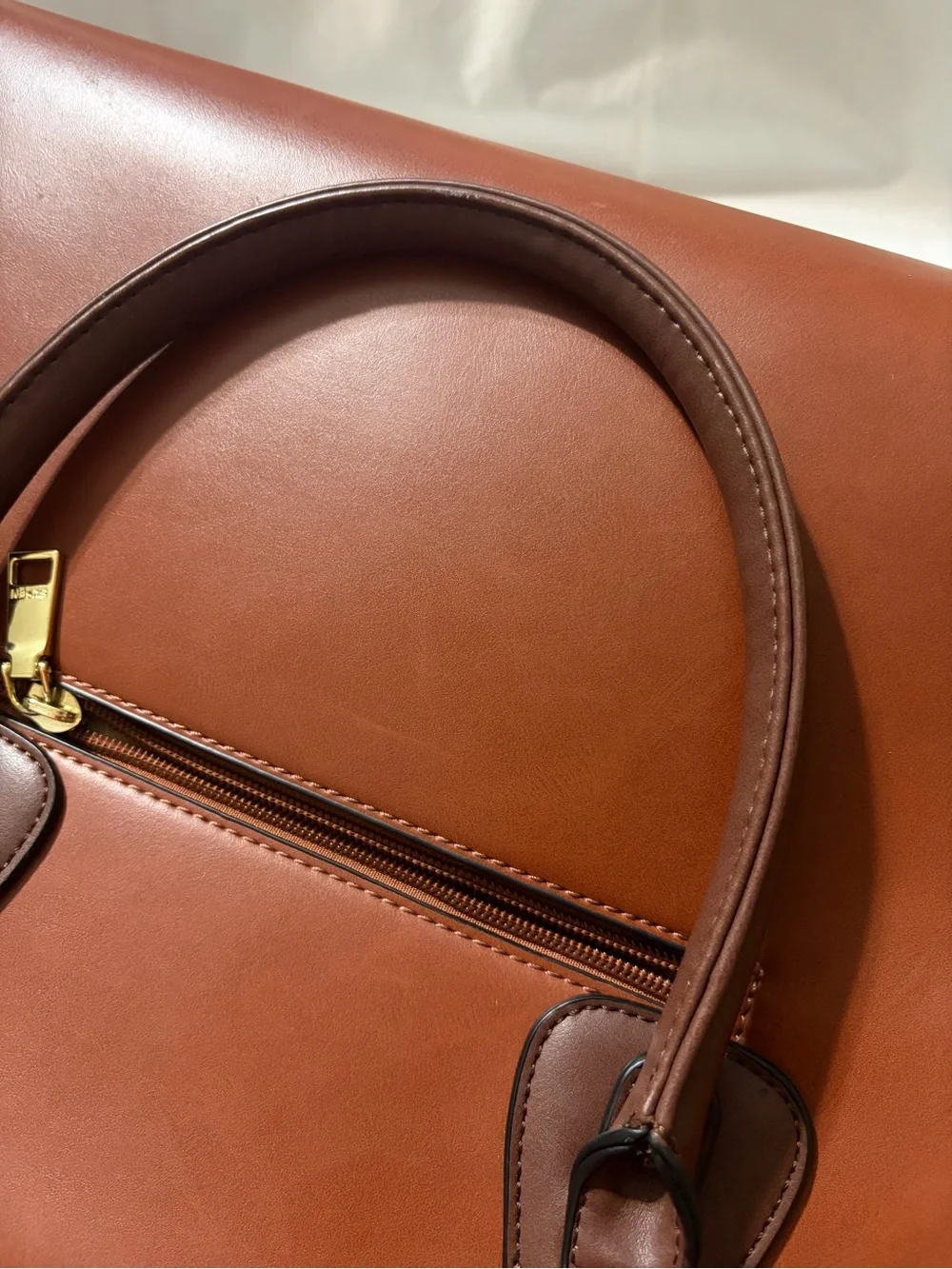 Susen Classic Brown Leather Brief Tote -